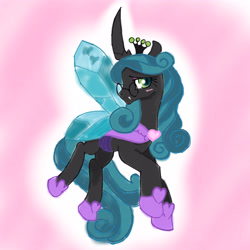Size: 4096x4096 | Tagged: safe, artist:tiga mega, idw, queen chrysalis, changeling, changeling queen, g4, reflections, spoiler:comic, cute, cutealis, female, glasses, good queen chrysalis, heart, looking at you, mare, mirror universe, reversalis, solo