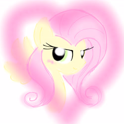 Size: 4096x4096 | Tagged: safe, artist:tiga mega, fluttershy, pegasus, pony, g4, female, heart, looking at you, mare, simple background, smiling, smiling at you, solo, white background, wings
