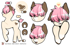 Size: 9414x6079 | Tagged: safe, artist:sugarelement, oc, oc:mille feuille, earth pony, pony, reference sheet, solo