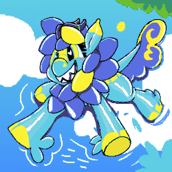 Size: 2000x2000 | Tagged: safe, artist:brainiac, oc, oc only, oc:starrinite, inflatable pony, kirin, pooltoy pony, animated, aseprite, cute, female, floating, gif, high res, inflatable, inflatable kirin, mare, pixel art, pool toy, solo, water
