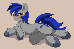 Size: 6000x4000 | Tagged: safe, alternate version, artist:haruk, oc, oc only, oc:aerial ace, earth pony, pony, absurd resolution, blushing, commission, eyebrows, eyelashes, glasses, lidded eyes, looking at you, lying down, male, on side, simple background, smiling, smiling at you, smirk, solo, stallion, sultry pose, unshorn fetlocks, ych result