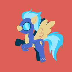 Size: 2000x2000 | Tagged: safe, artist:cyberspit, misty fly, pegasus, pony, g4, clothes, goggles, high res, red background, simple background, solo, uniform, wonderbolts uniform