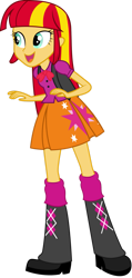Size: 827x1740 | Tagged: safe, artist:iamsheila, sunset shimmer, twilight sparkle, equestria girls, g4, boots, clothes, high heel boots, palette swap, recolor, shirt, shoes, simple background, skirt, solo, transparent background, twilight sparkle's boots