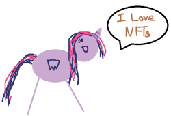 Size: 562x383 | Tagged: safe, artist:twilyisbestpone, derpibooru exclusive, twilight sparkle, alicorn, pony, g4, 1000 hours in ms paint, april fools, april fools 2022, female, intentionally bad, mare, nft, out of character, simple background, solo, speech bubble, stick pony, stickmare, talking to viewer, twilight sparkle (alicorn), white background