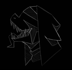 Size: 1056x1026 | Tagged: safe, artist:lockheart, oc, oc only, oc:nunpone, earth pony, pony, black background, bust, female, grayscale, long tongue, mare, monochrome, sharp teeth, simple background, solo, teeth, tongue out