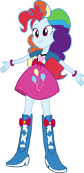 Size: 827x1698 | Tagged: safe, artist:iamsheila, pinkie pie, rainbow dash, equestria girls, g4, boots, clothes, high heel boots, palette swap, pinkie pie's boots, recolor, shirt, shoes, simple background, skirt, solo, transparent background