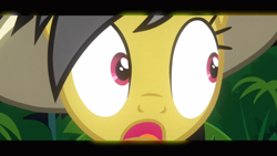 Size: 1366x768 | Tagged: safe, screencap, daring do, pegasus, pony, g4, read it and weep, season 2, female, hat, letterboxing, mare, open mouth, pith helmet, reaction image, shocked