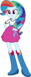 Size: 567x1410 | Tagged: safe, artist:iamsheila, rainbow dash, rarity, equestria girls, g4, belt, boots, clothes, high heel boots, palette swap, recolor, shirt, shoes, simple background, skirt, solo, transparent background