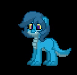 Size: 272x268 | Tagged: safe, artist:fxmaf, original species, pony, snake, snake pony, pony town, back to the outback, black background, claws, crossover, fangs, maddie, maddie the inland taipan snake, ponified, purple eyes, simple background, snake tail, tail, yellow sclera