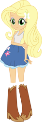 Size: 526x1519 | Tagged: safe, artist:iamsheila, applejack, fluttershy, equestria girls, g4, boots, clothes, fluttershy's boots, high heel boots, palette swap, recolor, shirt, shoes, simple background, skirt, socks, solo, transparent background
