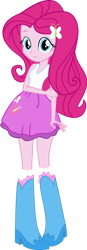 Size: 526x1519 | Tagged: safe, artist:iamsheila, fluttershy, pinkie pie, equestria girls, g4, boots, clothes, fluttershy's skirt, high heel boots, palette swap, recolor, shirt, shoes, simple background, skirt, socks, solo, transparent background