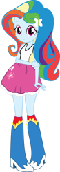 Size: 526x1519 | Tagged: safe, artist:iamsheila, fluttershy, rainbow dash, equestria girls, g4, boots, clothes, high heel boots, palette swap, recolor, shirt, shoes, simple background, skirt, socks, solo, transparent background