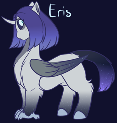 Size: 995x1046 | Tagged: safe, artist:purplegrim40, oc, oc only, oc:eris, hybrid, pony, horn, interspecies offspring, offspring, parent:nightmare moon, parent:storm king, wings