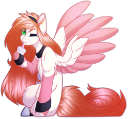 Size: 1373x1281 | Tagged: safe, artist:purplegrim40, oc, oc only, pegasus, pony, colored wings, drink, female, hoof hold, mare, one eye closed, pegasus oc, simple background, sitting, solo, transparent background, two toned wings, wings, wink