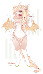 Size: 946x1603 | Tagged: safe, artist:miioko, oc, oc only, bat pony, anthro, unguligrade anthro, barbie doll anatomy, base used, bat pony oc, bat wings, breasts, choker, featureless breasts, featureless crotch, female, hoof polish, simple background, solo, white background, wings