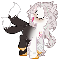 Size: 1701x1717 | Tagged: safe, artist:toffeelavender, oc, oc only, pony, base used, colored hooves, eyelashes, eyes closed, female, looking back, mare, multiple tails, simple background, smiling, tail, transparent background