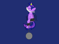 Size: 1000x750 | Tagged: safe, artist:changeling47, twilight sparkle, alicorn, pony, unicorn, g4, asphyxiation, ball and chain, chains, cloth gag, drowning, eyes closed, female, gag, help, magic suppression, mare, motion lines, sinking, solo, struggling, twilight sparkle (alicorn), underwater