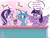Size: 736x566 | Tagged: safe, artist:quarium, edit, starlight glimmer, trixie, twilight sparkle, alicorn, pony, unicorn, g4, aaron burr, alexander hamilton, annoyed, blowing bubbles, blush sticker, blushing, burr, cute, dialogue, diatrixes, female, funny, funny as hell, glimmerbetes, hamilton, lesbian, looking at each other, looking at someone, mare, milkshake, open mouth, pun, sharing a drink, ship:startrix, shipping, silly, silly pony, speech bubble, spread wings, straw, twilight sparkle (alicorn), twilight sparkle is not amused, unamused, wings