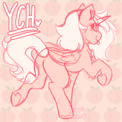 Size: 1500x1500 | Tagged: safe, artist:fanaticpanda, oc, alicorn, pony, butt, chest fluff, commission, heart, hoof heart, plot, solo, tongue out, your character here