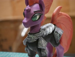 Size: 4096x3076 | Tagged: safe, artist:iron curtain, tempest shadow, pony, unicorn, g4, armor, broken horn, clay, clay figure, eye scar, female, horn, mare, scar, solo