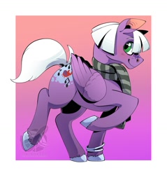 Size: 1518x1587 | Tagged: safe, artist:nynehells, oc, oc only, pegasus, pony, bracelet, clothes, freckles, jewelry, scarf, solo, striped scarf, watermark