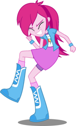 Size: 696x1147 | Tagged: safe, artist:iamsheila, pinkie pie, rainbow dash, equestria girls, g4, boots, clothes, palette swap, rainbow dash's boots, recolor, shirt, shoes, simple background, skirt, socks, solo, transparent background
