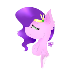 Size: 4000x4000 | Tagged: safe, artist:kathepart, pipp petals, pegasus, pony, g5, bust, crown, jewelry, regalia, simple background, solo, white background, wings