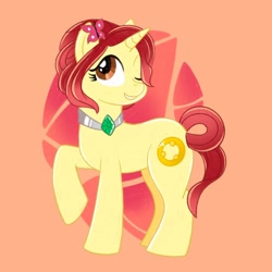 Size: 2000x2000 | Tagged: safe, artist:mediocremare, oc, pony, unicorn, female, high res, mare, one eye closed, solo, wink