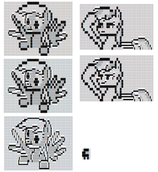 Size: 975x1066 | Tagged: safe, artist:fhoenox, derpy hooves, rainbow dash, pegasus, pony, g4, among us, april fools, ascii, crewmate (among us), i just don't know what went wrong, pixel art, r/place, reddit, text art, video game