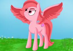 Size: 2048x1444 | Tagged: safe, artist:suryfromheaven, windy, pegasus, pony, g5, my little pony: tell your tale, spoiler:g5, confident, female, mare, outdoors, smiling, spread wings, wings