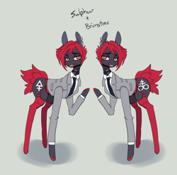 Size: 1982x1964 | Tagged: safe, artist:scarfyace, oc, oc only, earth pony, pony, fallout equestria, clothes, male, siblings, stallion, stockings, thigh highs, twins