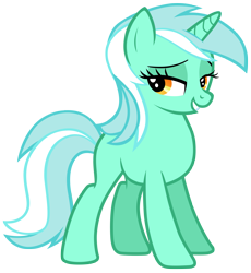 Size: 8000x8700 | Tagged: safe, artist:tardifice, lyra heartstrings, pony, unicorn, g4, absurd resolution, bedroom eyes, female, full body, grin, hooves, horn, mare, missing cutie mark, simple background, smiling, solo, standing, transparent background, vector