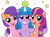 Size: 8000x5867 | Tagged: safe, artist:n0kkun, izzy moonbow, pipp petals, sunny starscout, earth pony, pegasus, pony, unicorn, g4, g5, absurd resolution, ball, bracelet, chest fluff, eyebrows, eyebrows visible through hair, female, g5 to g4, generation leap, grin, horn, horn guard, hornball, hug, izzy's tennis ball, jewelry, mare, open mouth, open smile, show accurate, signature, simple background, smiling, stars, tennis ball, transparent background, trio, trio female, unshorn fetlocks