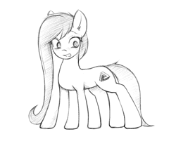 Size: 600x483 | Tagged: safe, artist:fajeh, earth pony, pony, female, full body, hooves, impossible, mare, modern art, monochrome, optical illusion, simple background, sketch, solo, standing, white background