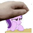Size: 112x112 | Tagged: safe, starlight glimmer, human, pony, unicorn, g4, animated, annoyed, cute, female, gif, gif for breezies, glimmerbetes, grumpy, hand, head pat, irl, irl human, loop, mare, meme, pat, pet the x, petting, photo, picture for breezies, simple background, starlight glimmer is not amused, transparent background, unamused