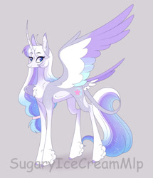 Size: 1024x1189 | Tagged: safe, artist:sugaryicecreammlp, oc, oc:aura sparkle, alicorn, pony, concave belly, female, mare, offspring, parent:flash sentry, parent:twilight sparkle, parents:flashlight, slender, solo, tail, tail feathers, thin