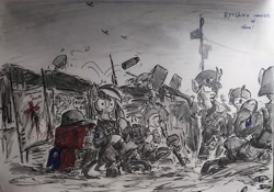 Size: 2789x1947 | Tagged: safe, artist:china consists of them!, china, gun, japan, kuomintang, machine gun, military, soldier, traditional art, weapon, world war ii