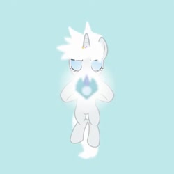 Size: 798x798 | Tagged: safe, artist:agrol, edit, editor:fluttershyisnot adoormat, rarity, pony, unicorn, animation:the god of ponies, g4, alternate hairstyle, crystal, female, glowing, goddess, magic, mare, unity crystals