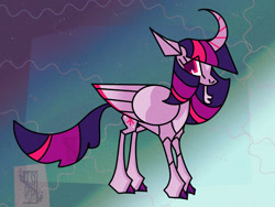 Size: 1280x964 | Tagged: safe, artist:laps-sp, twilight sparkle, alicorn, pony, g4, abstract, curved horn, horn, solo, twilight sparkle (alicorn)