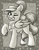 Size: 1248x1588 | Tagged: safe, artist:llametsul, fifi (g5), pegasus, pony, g5, my little pony: tell your tale, adorafifi, confident, cute, eye clipping through hair, eyebrows, eyebrows visible through hair, female, fruit, grayscale, grin, looking at you, mare, monochrome, one eye closed, raised hoof, signature, smiling, smiling at you, solo, wink, winking at you