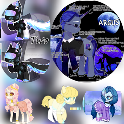 Size: 2000x2000 | Tagged: safe, artist:deko4ka, oc, angel, cat, earth pony, pegasus, pony, unicorn, adoptable, adopted, advertisement, auction, black and white, blue, chocolate, deviantart, flower, food, grayscale, high res, monochrome, moon, night, ocean, punk, rainbow, red, sale, water