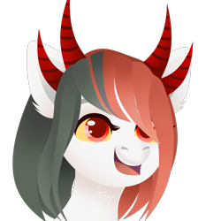 Size: 2000x2000 | Tagged: safe, artist:77jessieponygames77, oc, oc only, pony, bust, eyelashes, female, high res, horns, mare, simple background, smiling, solo, transparent background