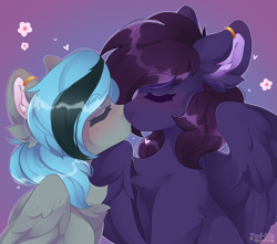 Size: 4096x3625 | Tagged: safe, artist:toffie, oc, oc:luny, oc:pestyskillengton, pegasus, pony, couple, female, heart, jewelry, kiss on the lips, kissing, lesbian, love, married, married couple, ring, wedding ring