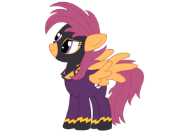 Size: 1024x768 | Tagged: safe, artist:xaphriel, scootaloo, pegasus, pony, g4, alternate hairstyle, alternate universe, base used, clothes, costume, female, mare, older, older scootaloo, shadowbolt scootaloo, shadowbolts costume, simple background, smiling, solo, transparent background, wings