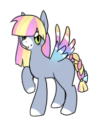 Size: 391x490 | Tagged: safe, artist:churobu, oc, oc only, pegasus, pony, braided tail, pegasus oc, raised hoof, simple background, solo, tail, white background