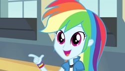 Size: 3410x1920 | Tagged: safe, screencap, rainbow dash, equestria girls, g4, my little pony equestria girls: rainbow rocks, shake your tail, cute, dashabetes, female, high res, open mouth, open smile, smiling, solo