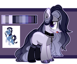 Size: 2697x2224 | Tagged: safe, artist:lissfoxz, oc, oc only, pony, base used, choker, ear piercing, eyelashes, female, hair over one eye, high res, hoof polish, mare, piercing, reference sheet, simple background, solo, transparent background