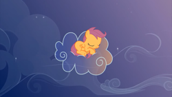 Size: 1920x1080 | Tagged: safe, artist:stasysolitude, scootaloo, pegasus, pony, g4, cloud, cloudy, cute, cutealoo, female, filly, foal, on a cloud, sleeping, solo, stars