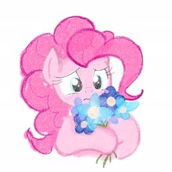 Size: 2048x2048 | Tagged: safe, artist:tiga mega, pinkie pie, earth pony, pony, g4, bust, female, flower, high res, mare, simple background, solo, white background