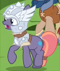 Size: 232x274 | Tagged: safe, screencap, sun cross, earth pony, pony, campfire tales, g4, cropped, female, mare, mighty helm, offscreen character, solo focus